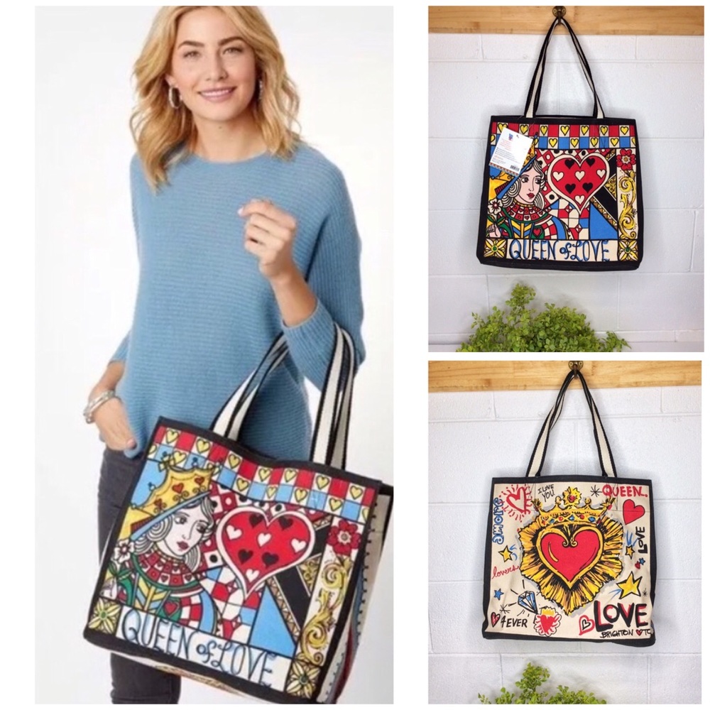 NWT! Brighton Queen of Hearts Large Canvas Tote